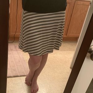 Gray and White Striped Gap Comfy Skirt
